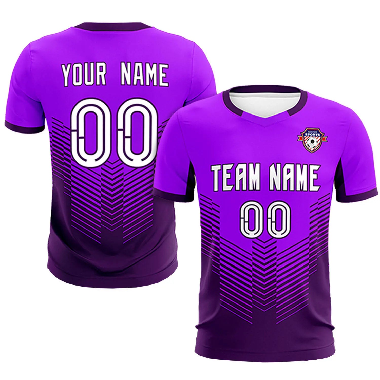 Custom Purple Dark Purple Sport Soccer Sets Jersey