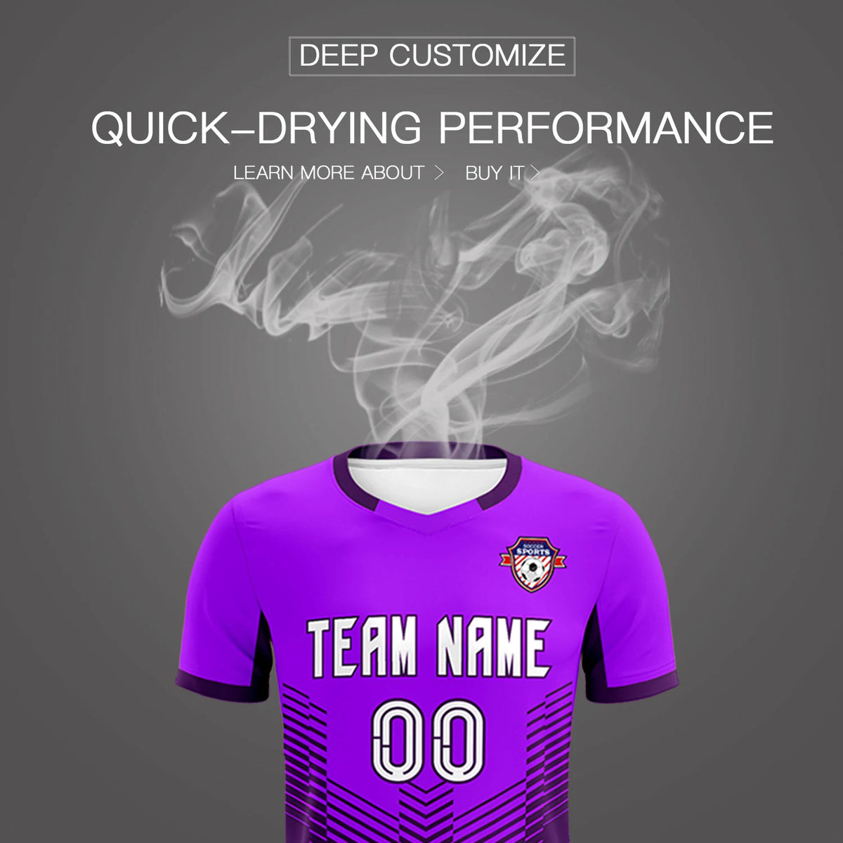 Custom Purple Dark Purple Sport Soccer Sets Jersey
