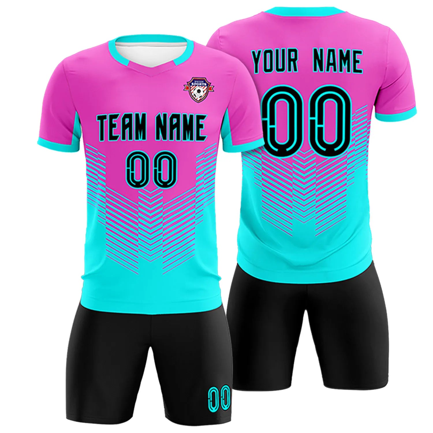 Custom Pink Bright Green Sport Soccer Sets Jersey