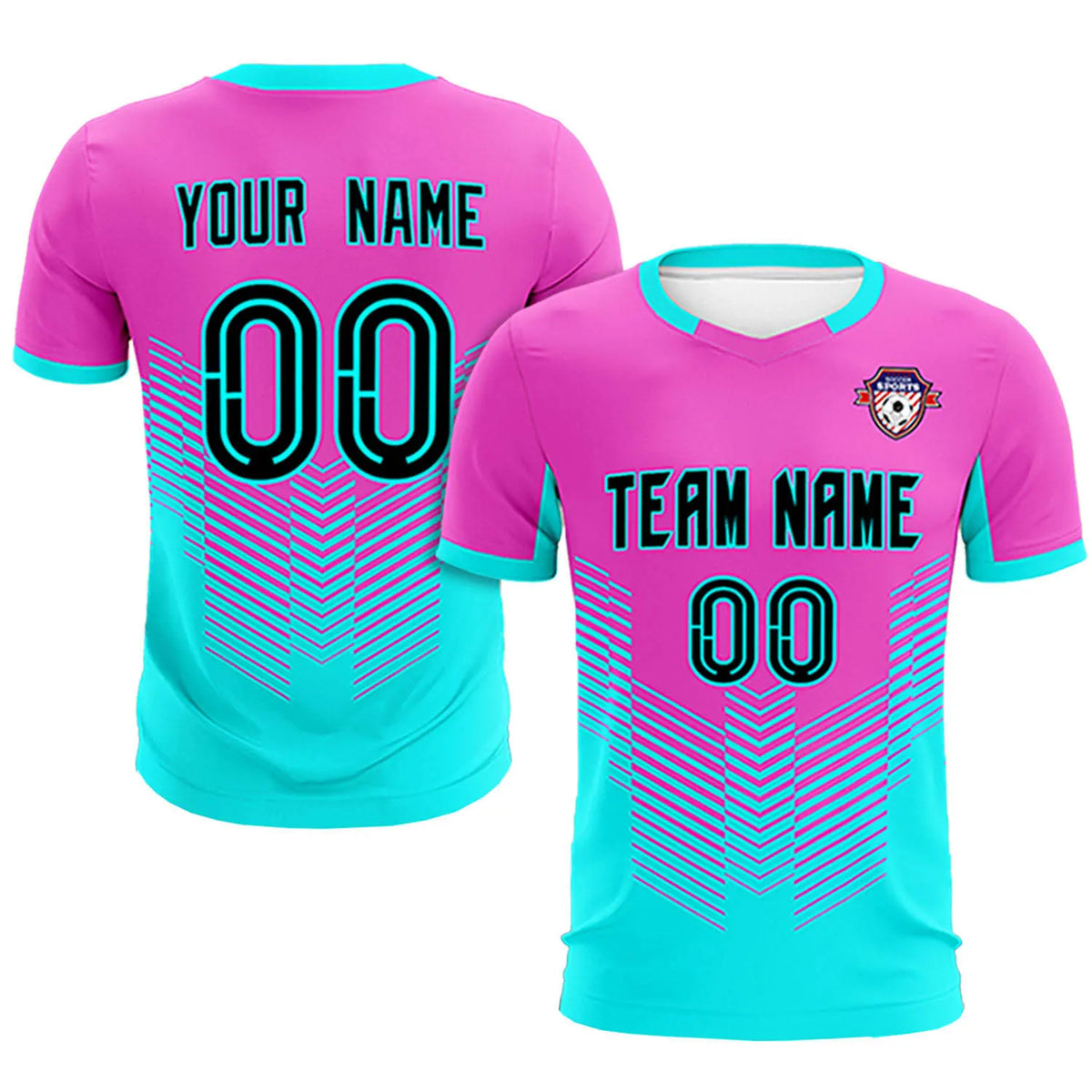 Custom Pink Bright Green Sport Soccer Sets Jersey