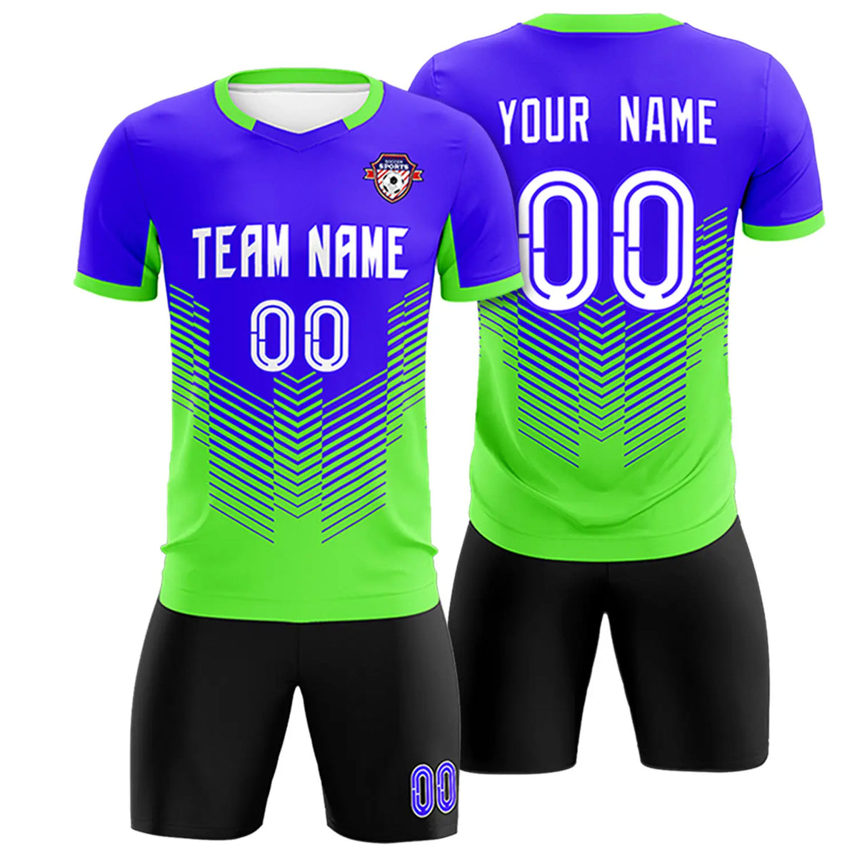 Custom Royal Blue Neon Green Sport Soccer Sets Jersey