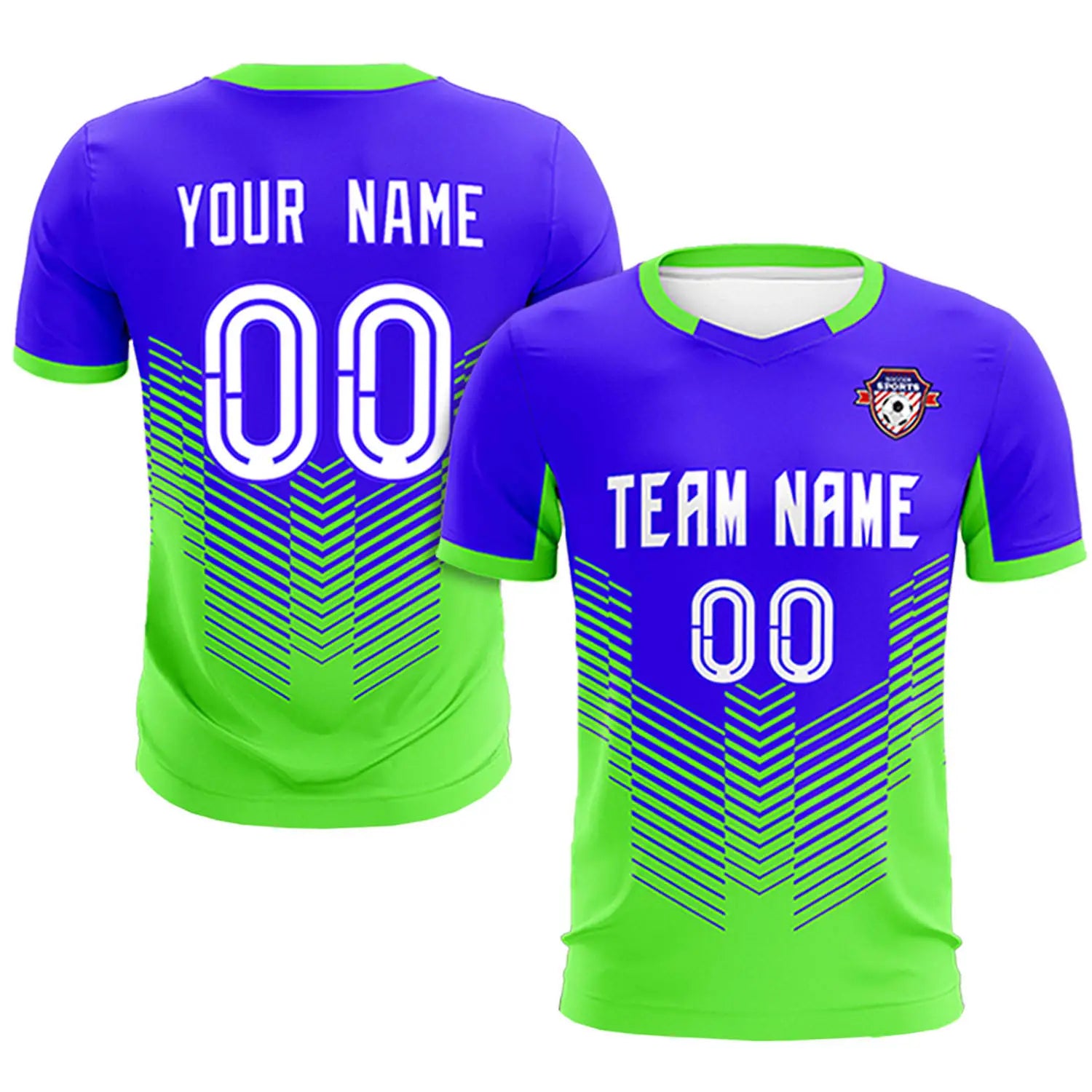 Custom Royal Blue Neon Green Sport Soccer Sets Jersey
