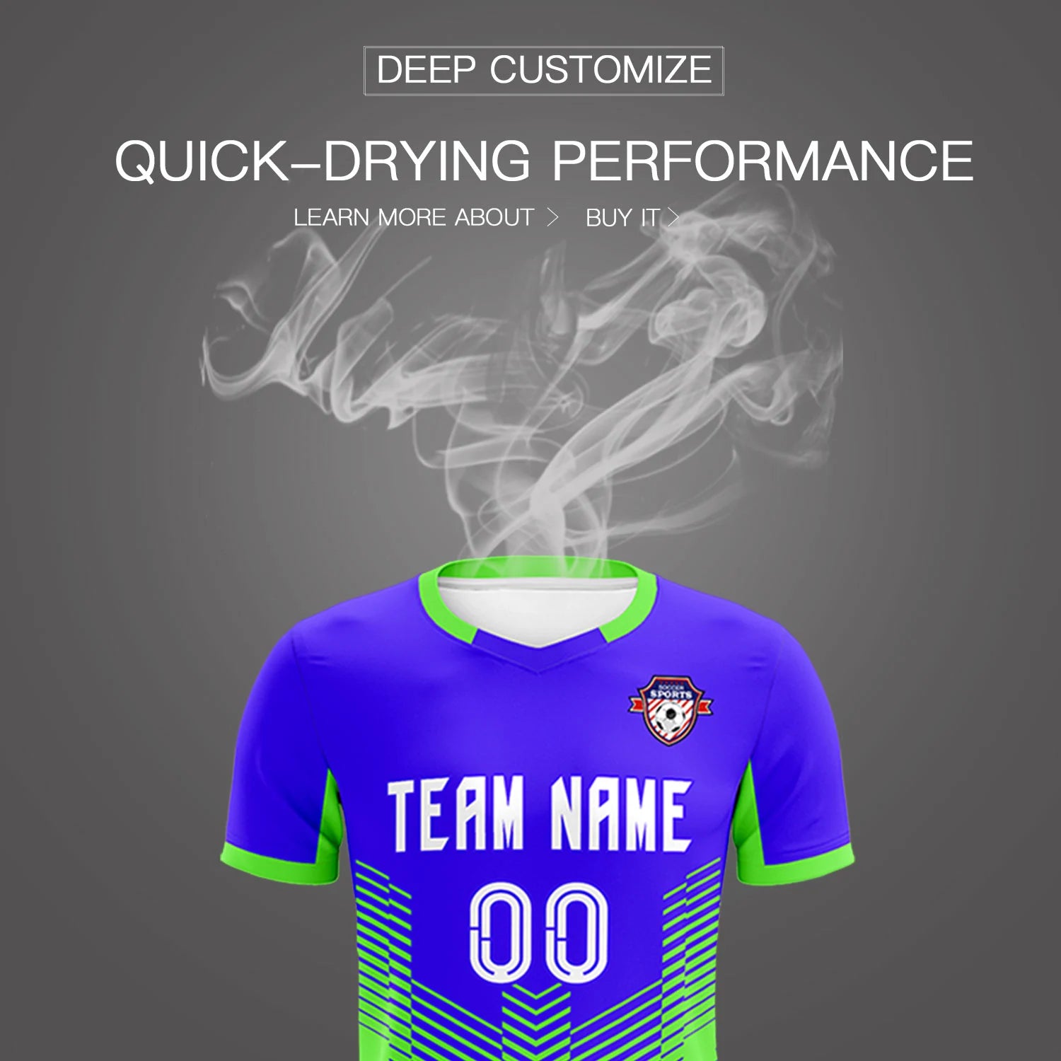 Custom Royal Blue Neon Green Sport Soccer Sets Jersey