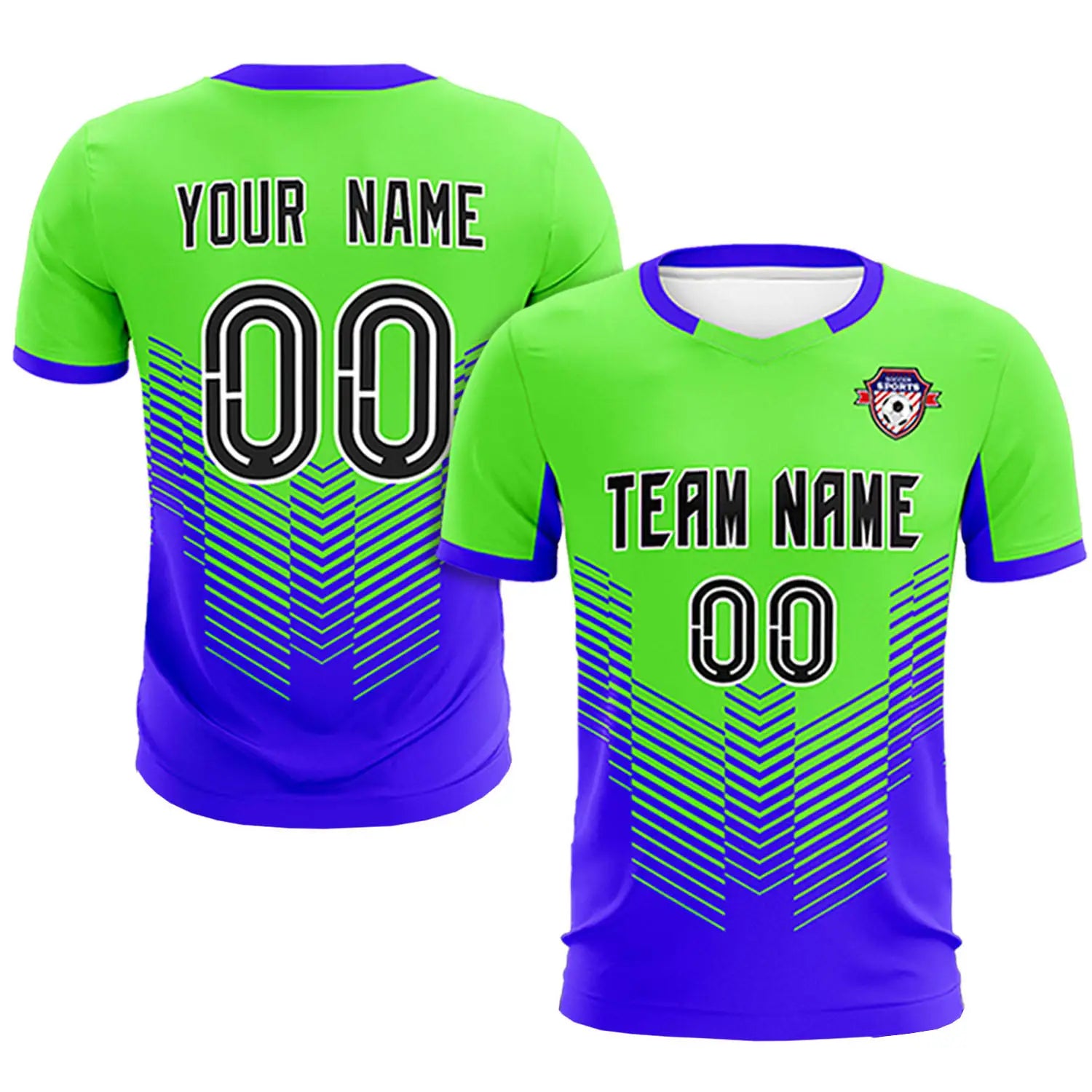 Custom Neon Green Royal Blue Sport Soccer Sets Jersey