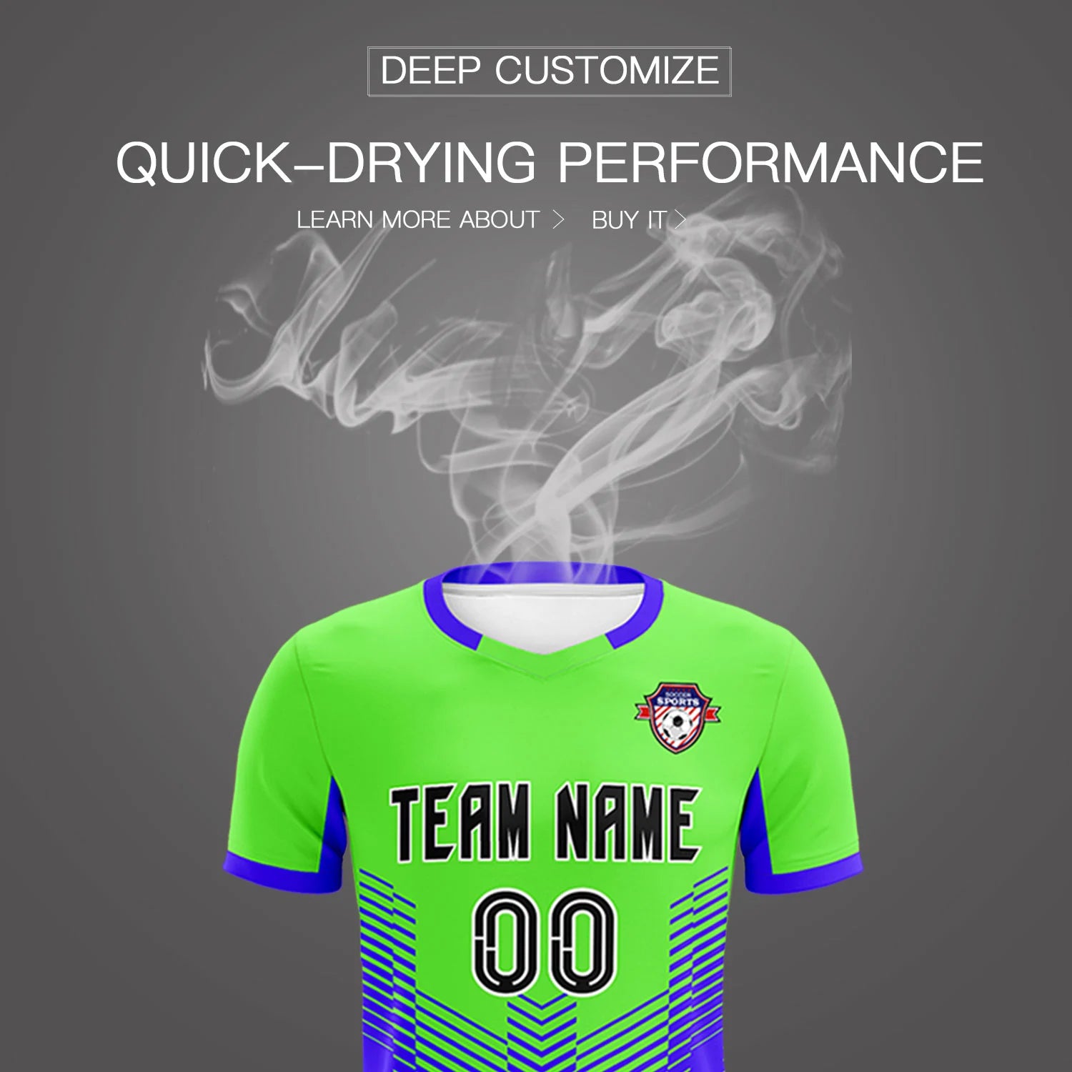 Custom Neon Green Royal Blue Sport Soccer Sets Jersey