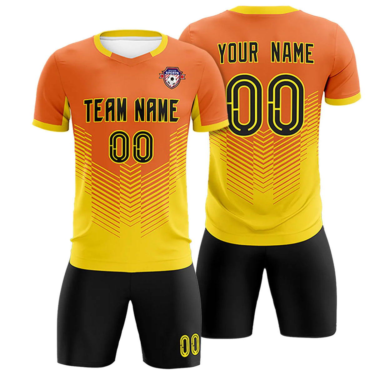 Custom Orange Yellow Sport Soccer Sets Jersey