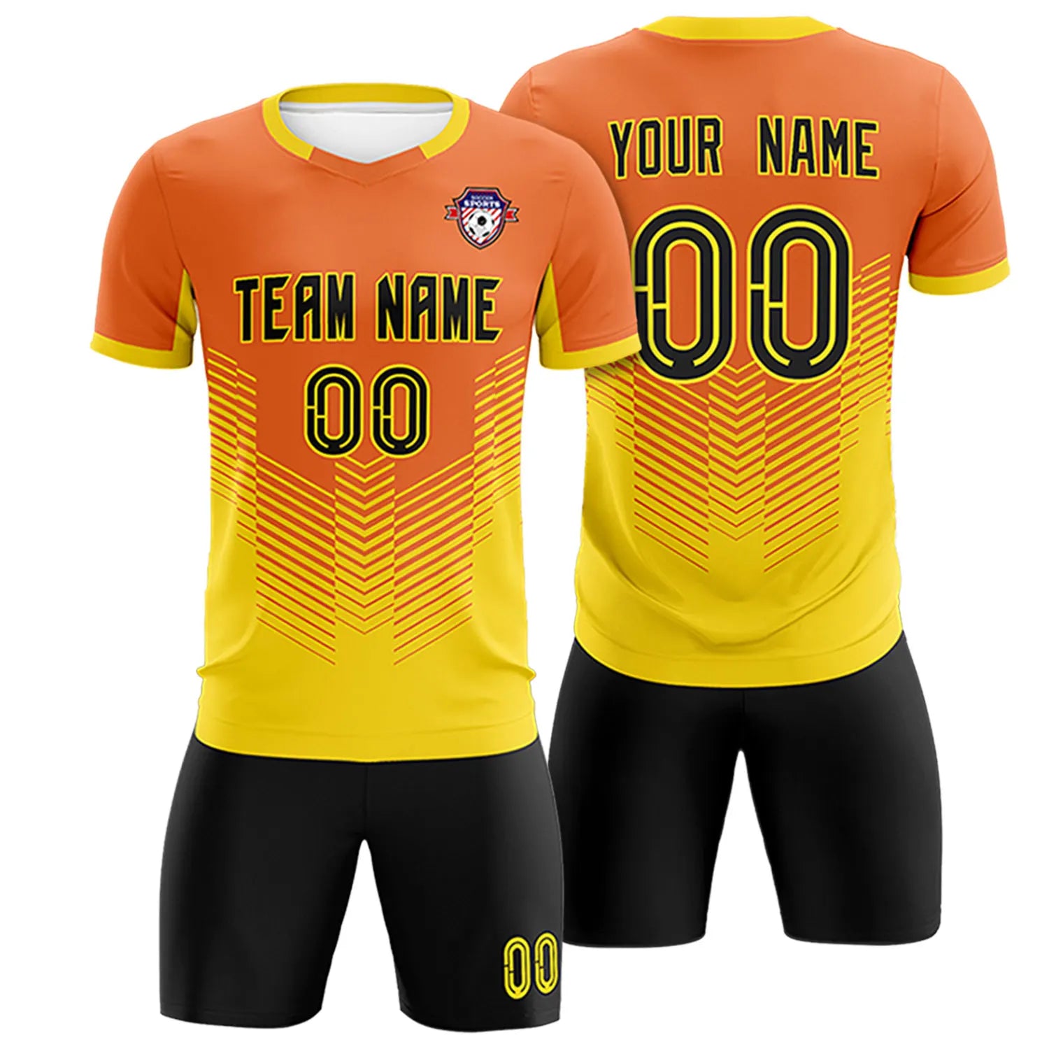 Custom Orange Yellow Sport Soccer Sets Jersey