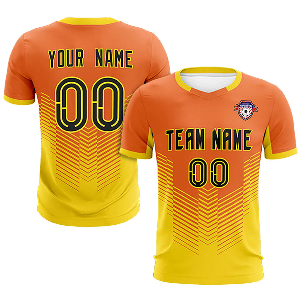 Custom Orange Yellow Sport Soccer Sets Jersey