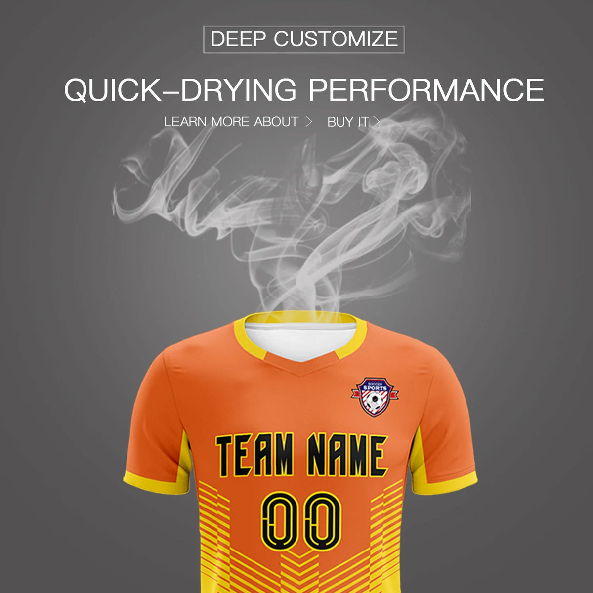 Custom Orange Yellow Sport Soccer Sets Jersey