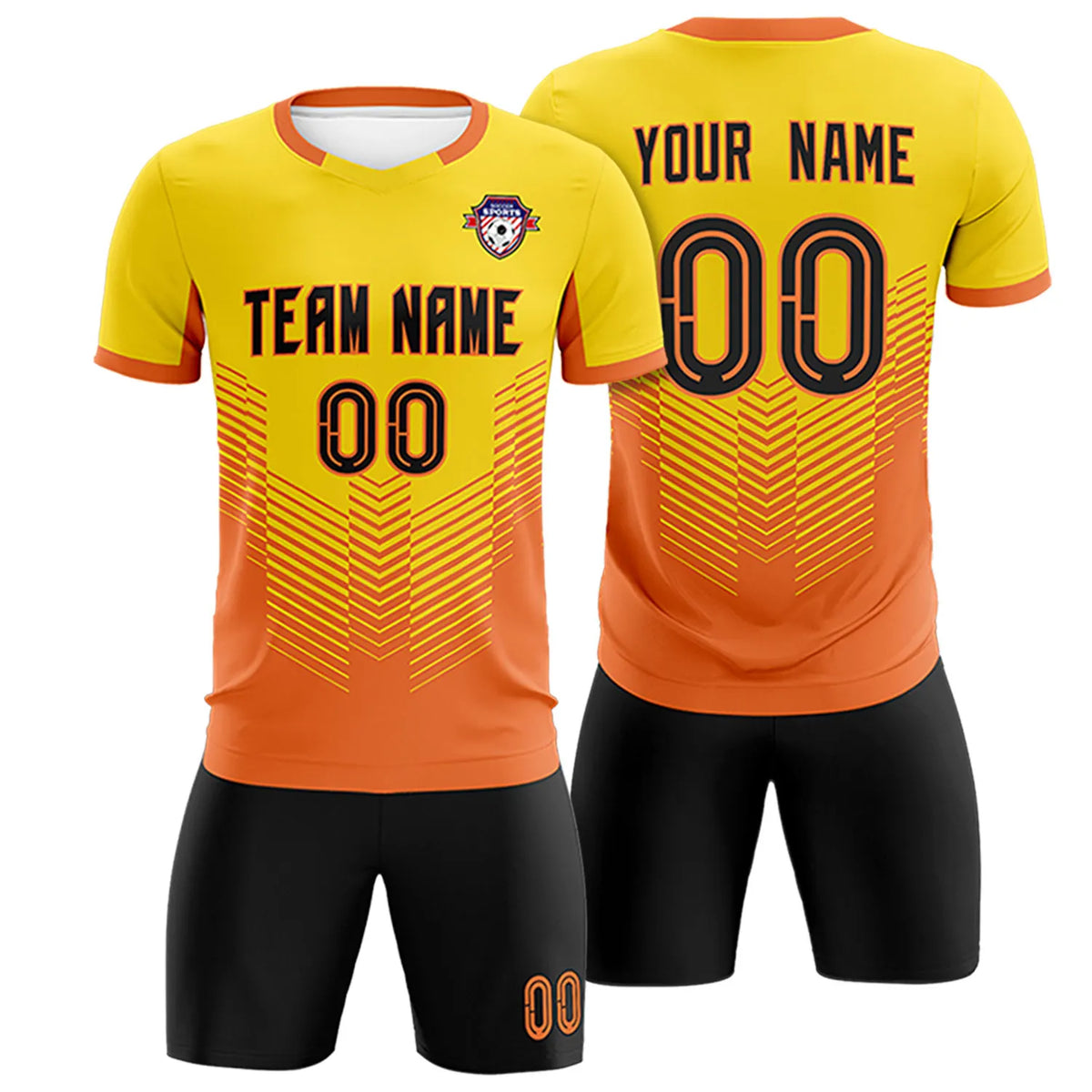 Custom Yellow Orange Sport Soccer Sets Jersey