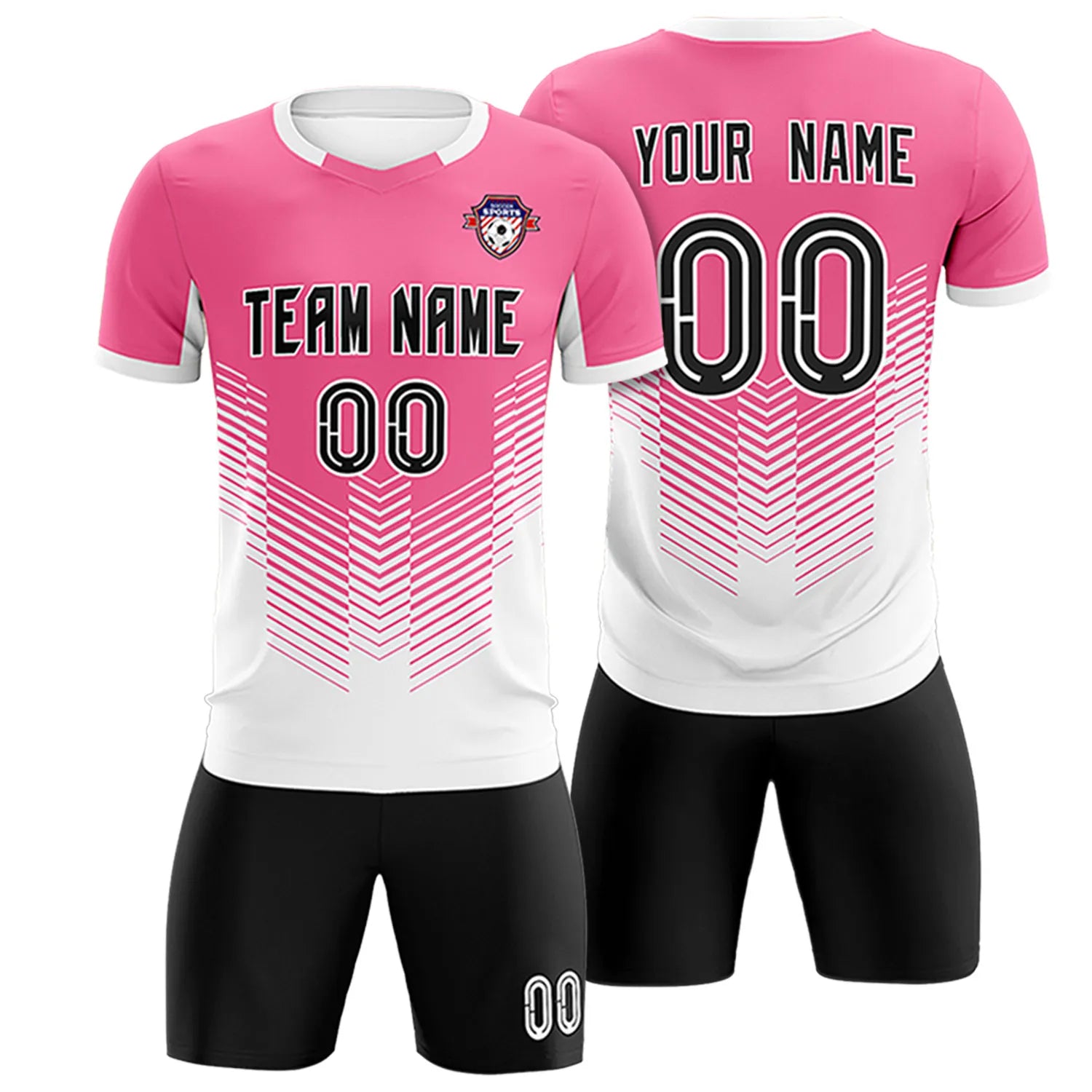 Custom Pink White Sport Soccer Sets Jersey