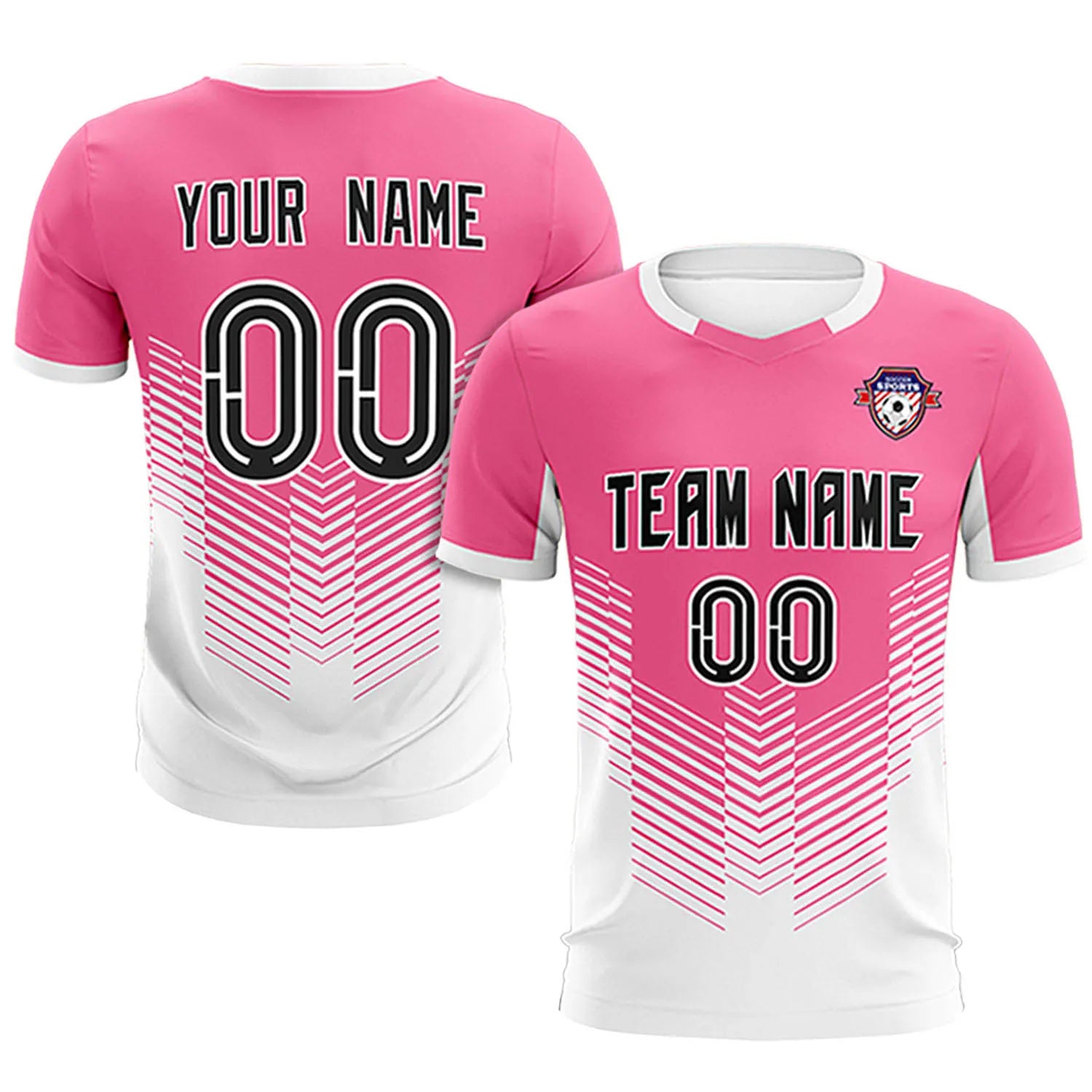 Custom Pink White Sport Soccer Sets Jersey