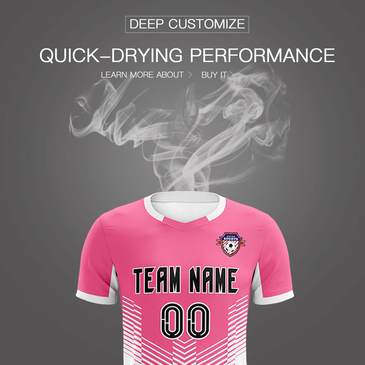 Custom Pink White Sport Soccer Sets Jersey