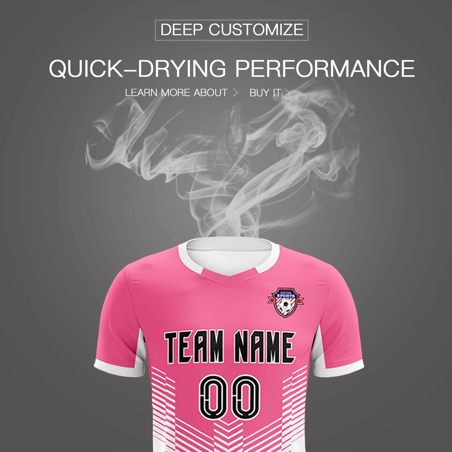 Custom Pink White Sport Soccer Sets Jersey