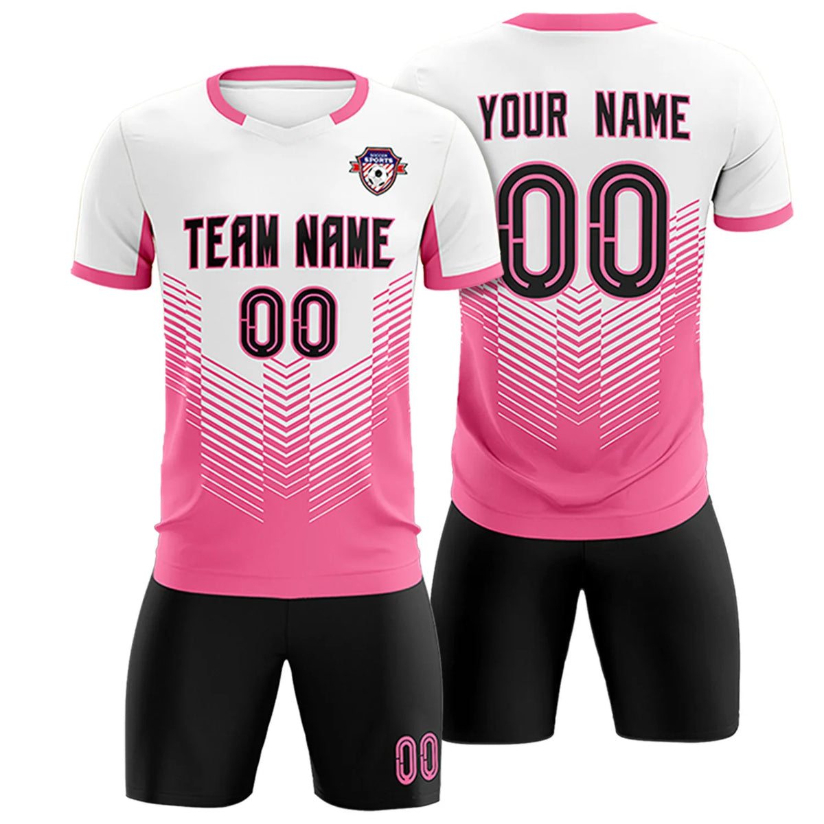 Custom White Pink Sport Soccer Sets Jersey