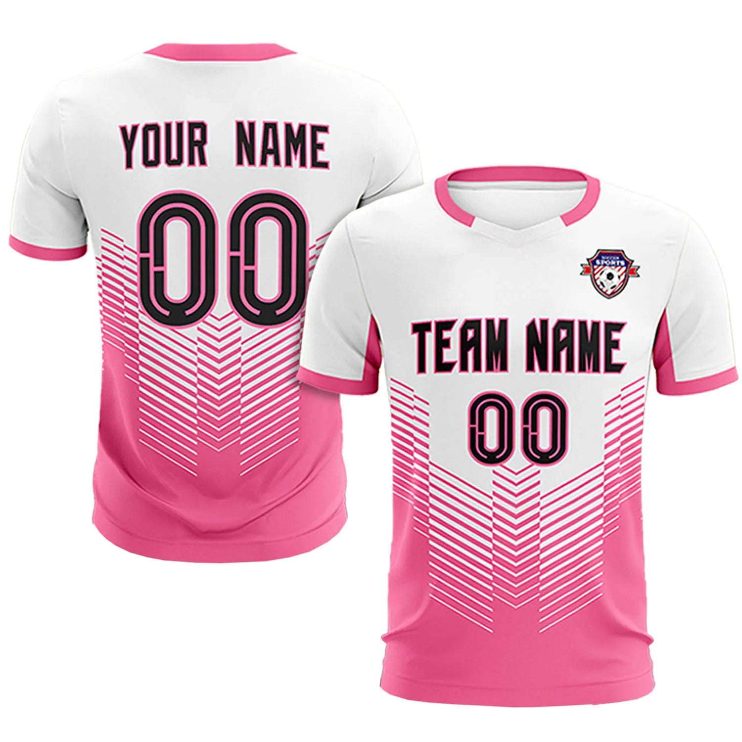 Custom White Pink Sport Soccer Sets Jersey