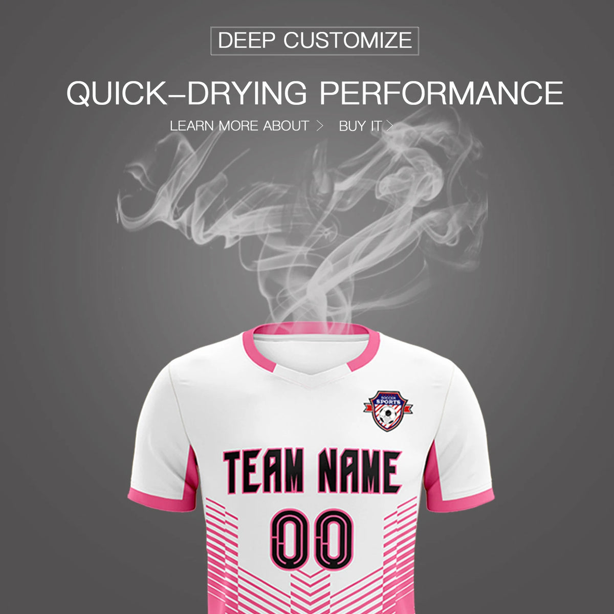 Custom White Pink Sport Soccer Sets Jersey