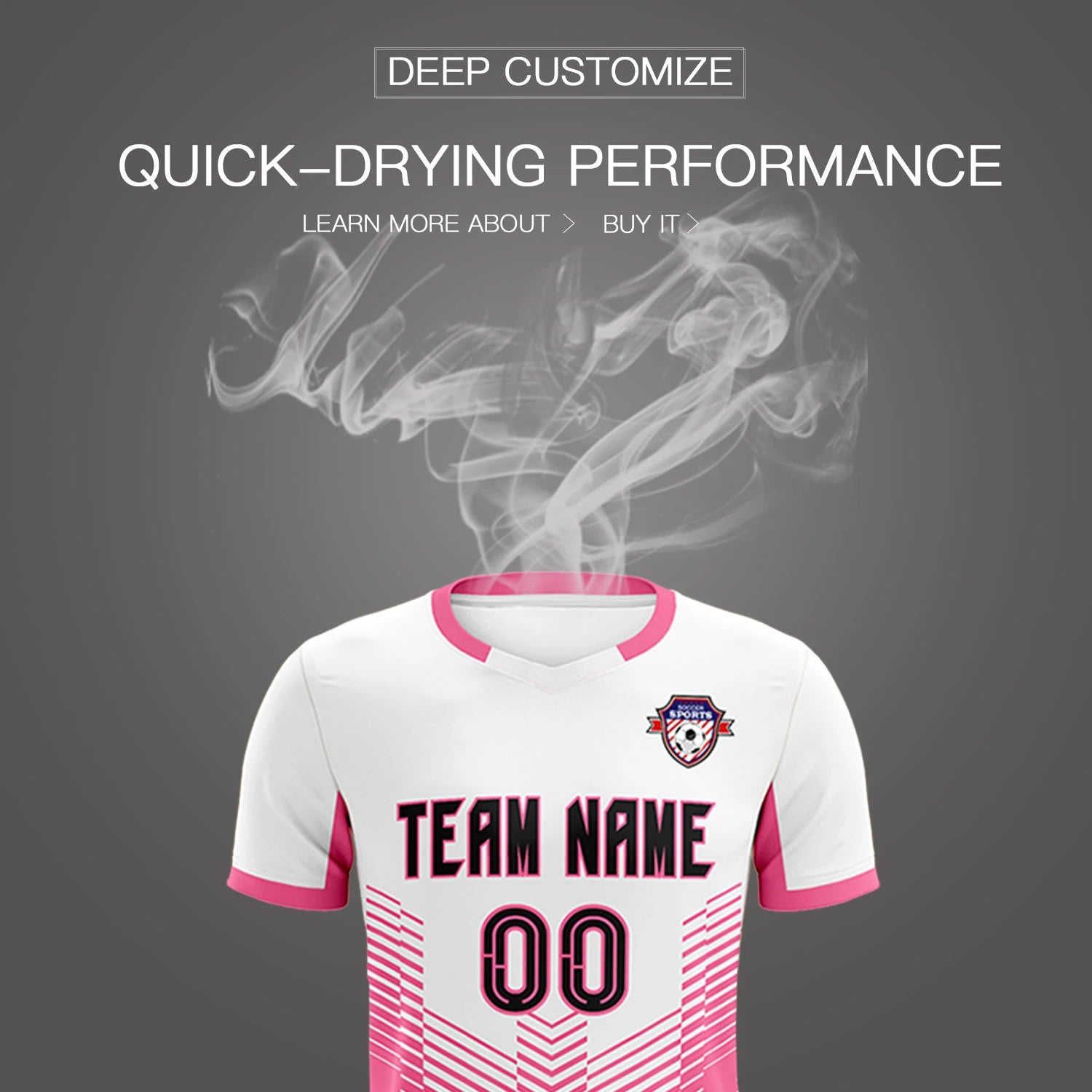 Custom White Pink Sport Soccer Sets Jersey