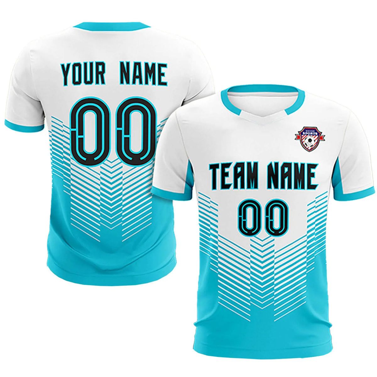 Custom White Aqua Sport Soccer Sets Jersey