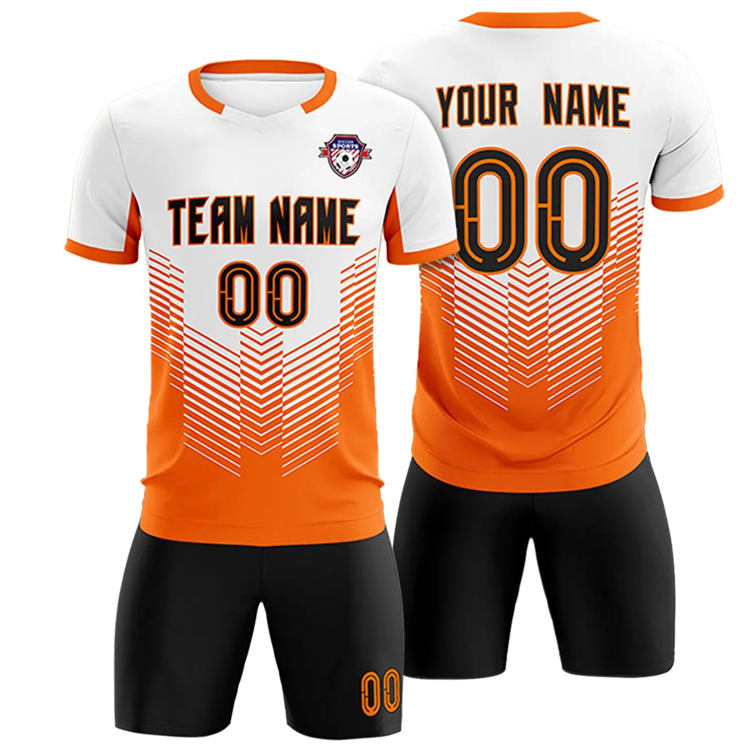 Custom White Orange Sport Soccer Sets Jersey