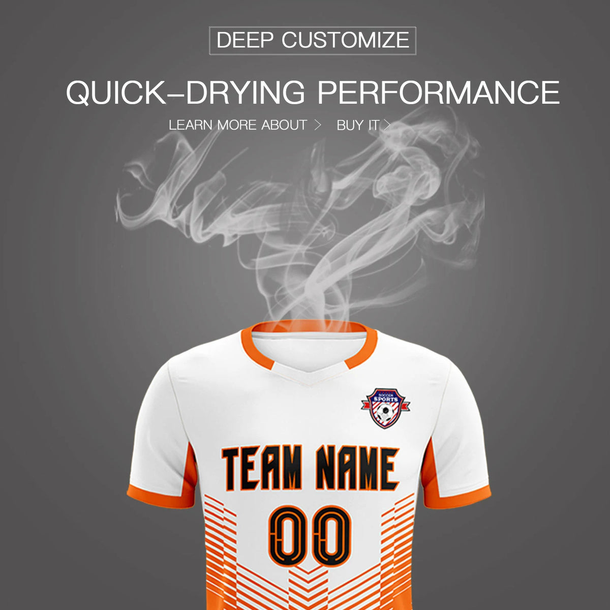 Custom White Orange Sport Soccer Sets Jersey