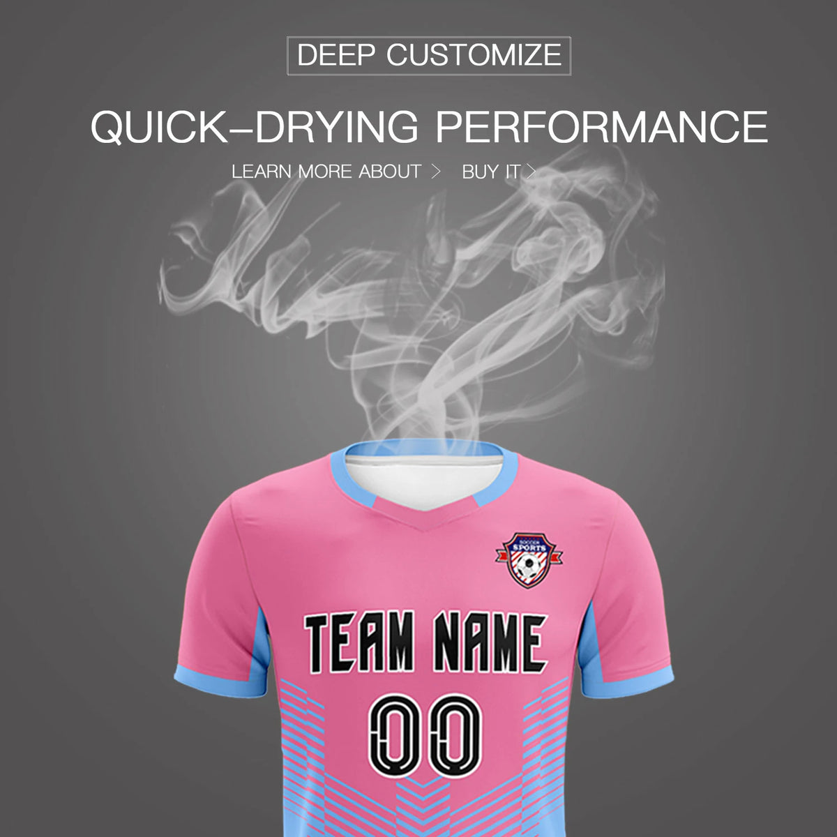 Custom Pink Powder Blue Sport Soccer Sets Jersey