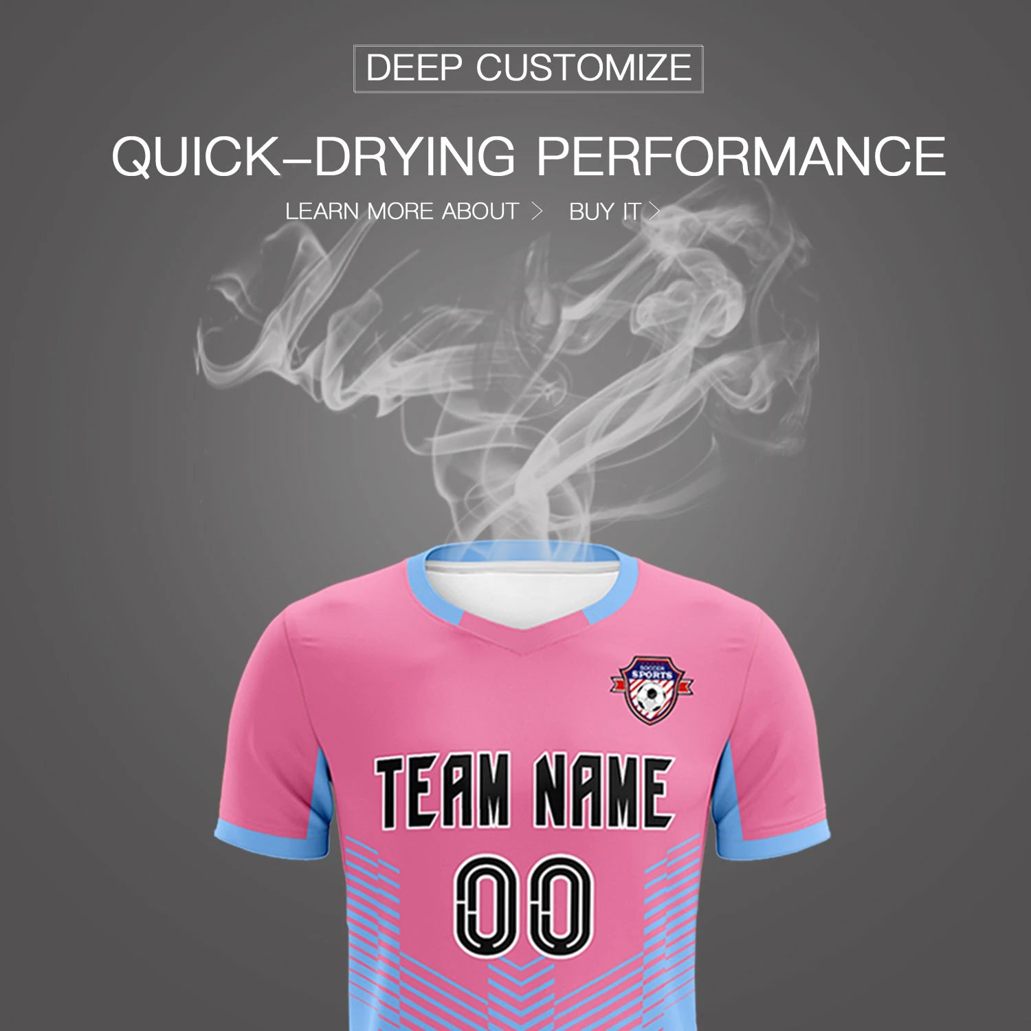 Custom Pink Powder Blue Sport Soccer Sets Jersey