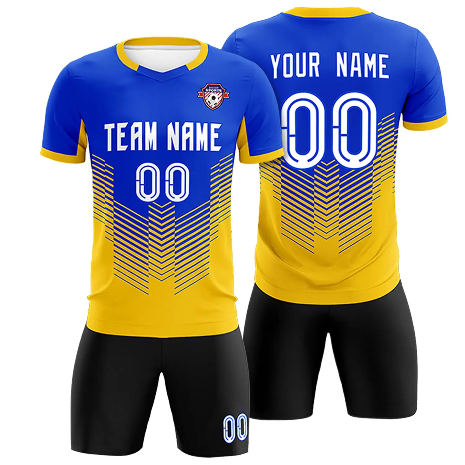 Custom Royal Blue Yellow Sport Soccer Sets Jersey