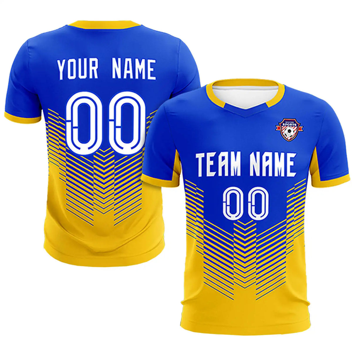 Custom Royal Blue Yellow Sport Soccer Sets Jersey
