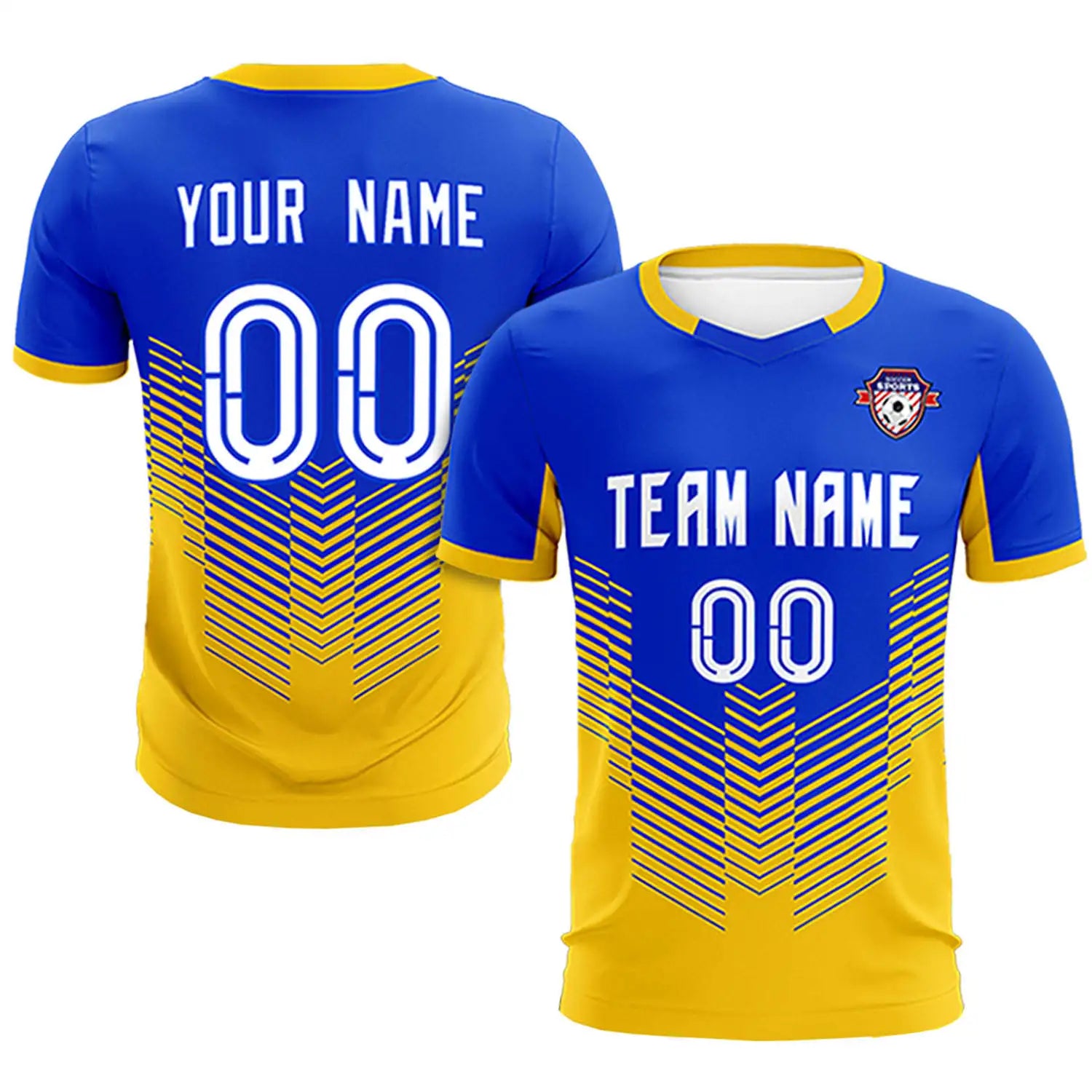 Custom Royal Blue Yellow Sport Soccer Sets Jersey