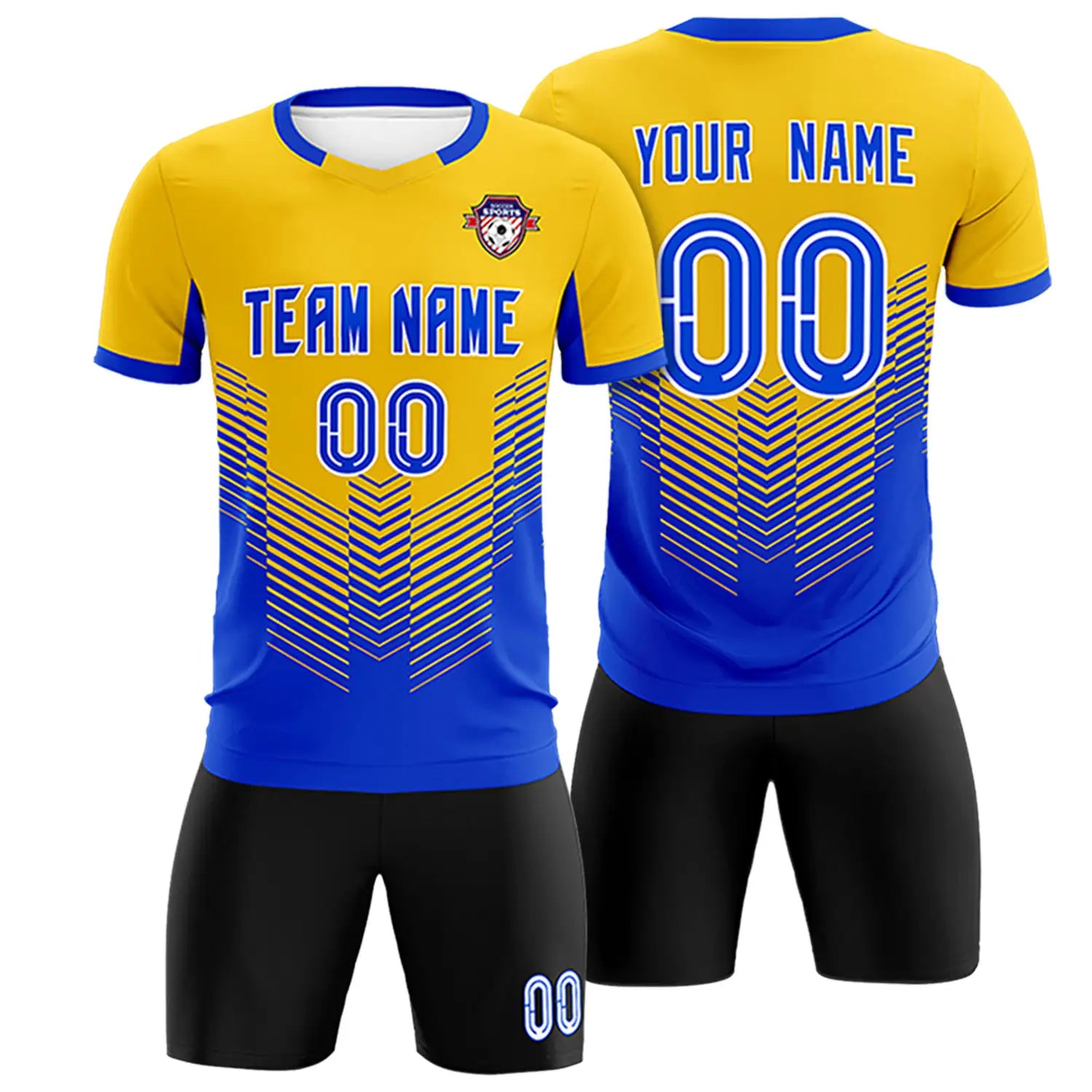 Custom Yellow Royal Blue Sport Soccer Sets Jersey