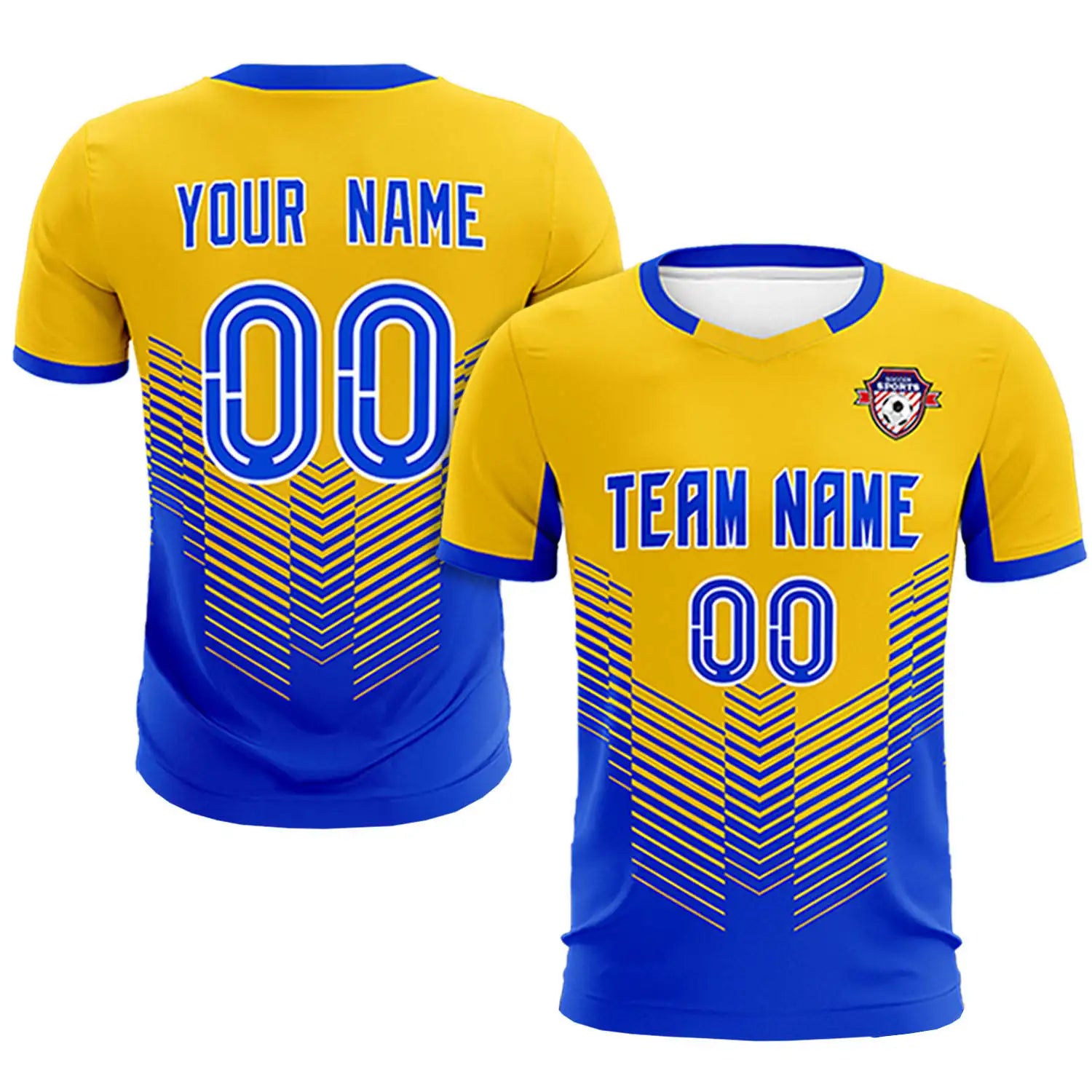 Custom Yellow Royal Blue Sport Soccer Sets Jersey