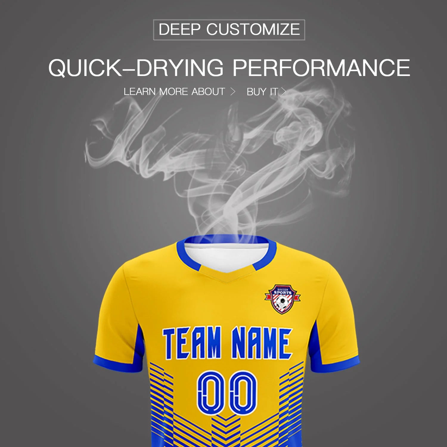 Custom Yellow Royal Blue Sport Soccer Sets Jersey