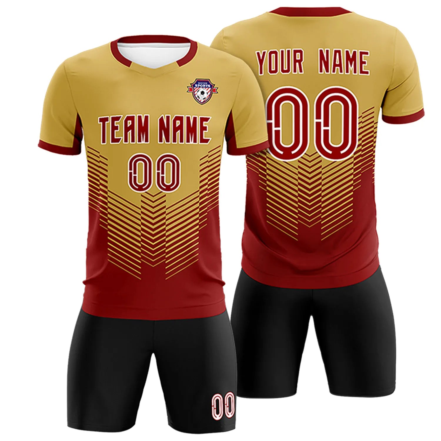 Custom Old Gold Crimson Sport Soccer Sets Jersey