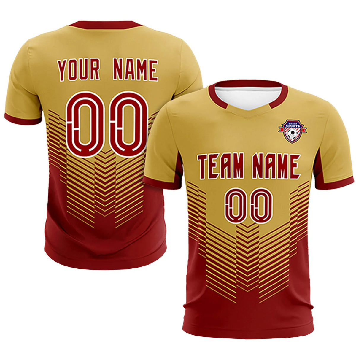 Custom Old Gold Crimson Sport Soccer Sets Jersey