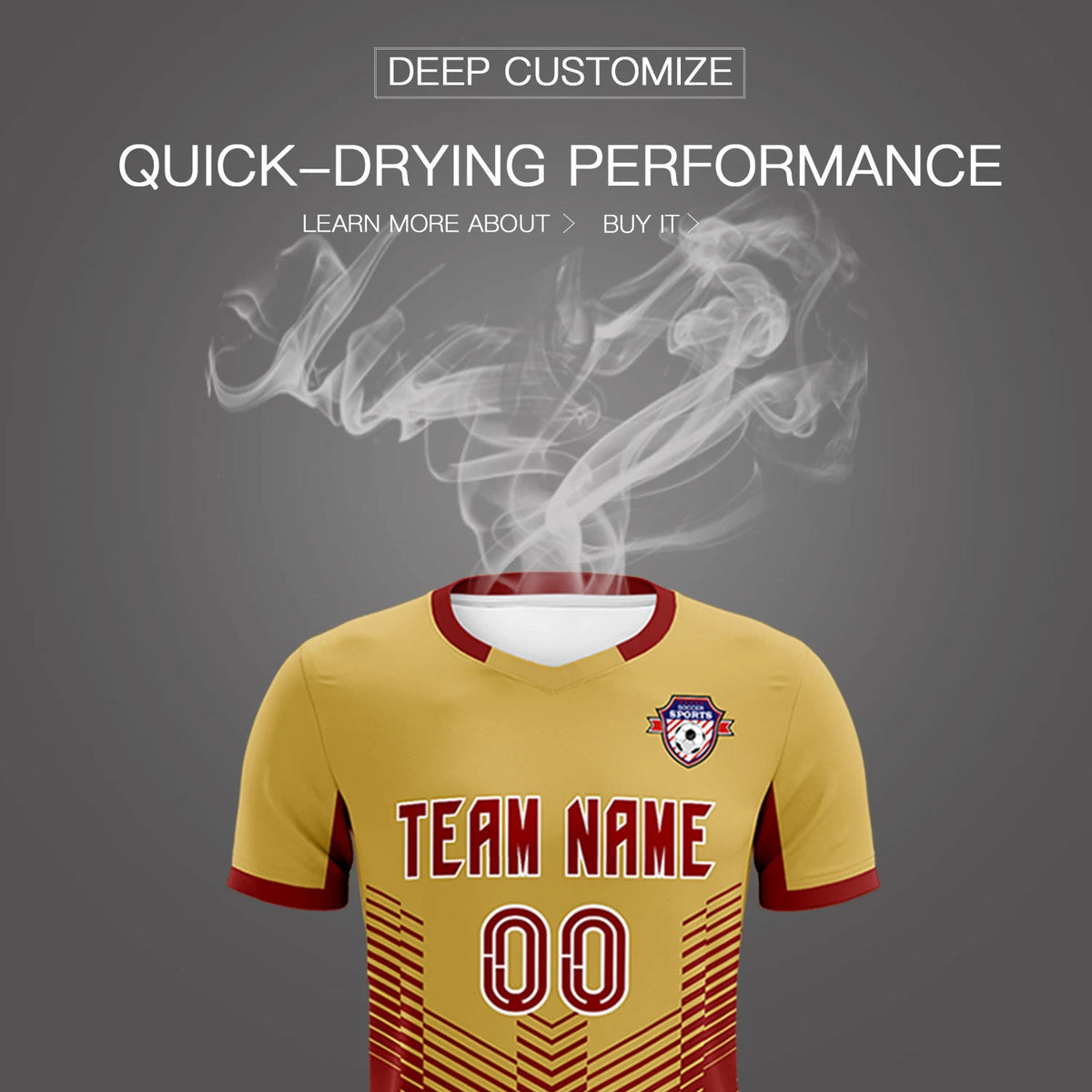 Custom Old Gold Crimson Sport Soccer Sets Jersey