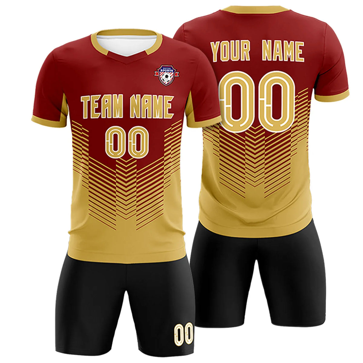 Custom Crimson Old Gold Sport Soccer Sets Jersey