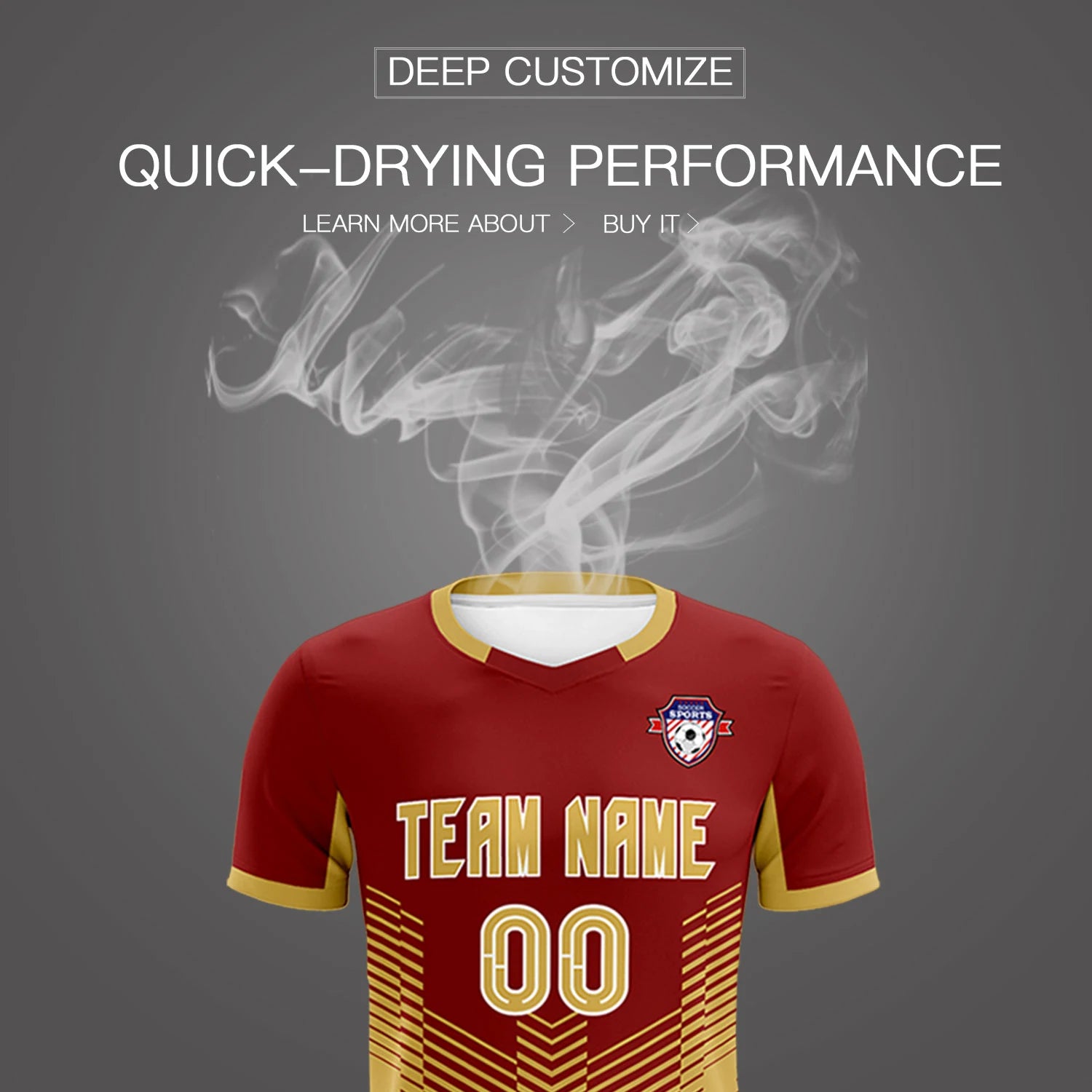 Custom Crimson Old Gold Sport Soccer Sets Jersey