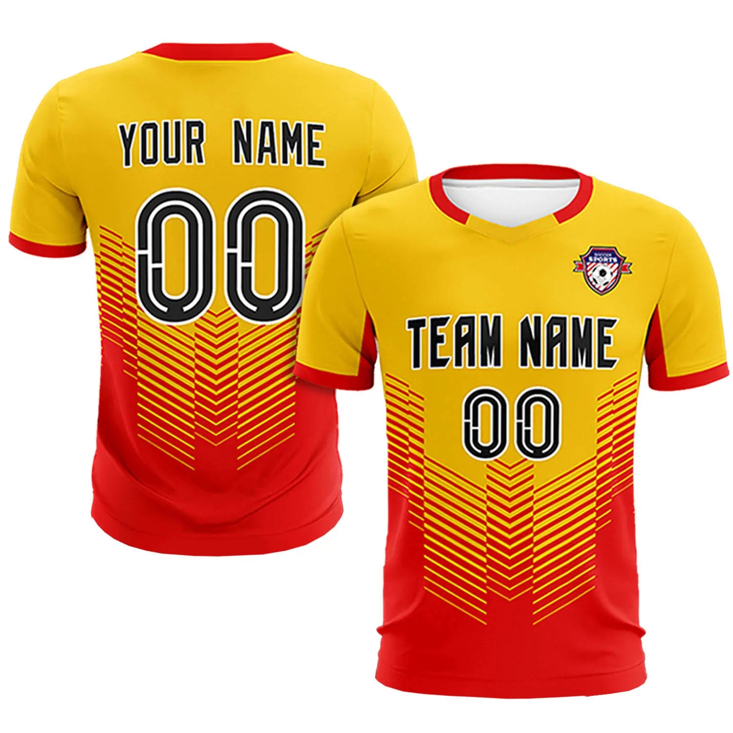 Custom Gold01 Red Sport Soccer Sets Jersey