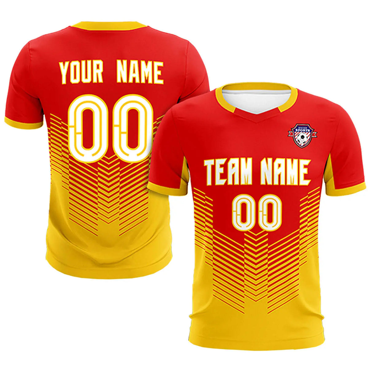 Custom Red Gold01 Sport Soccer Sets Jersey