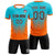 Custom Aqua Orange Sport Soccer Sets Jersey