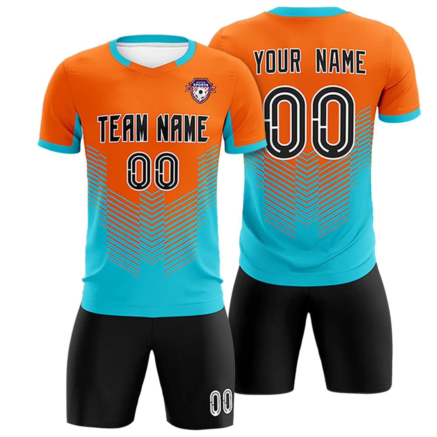 Custom Orange Aqua Sport Soccer Sets Jersey
