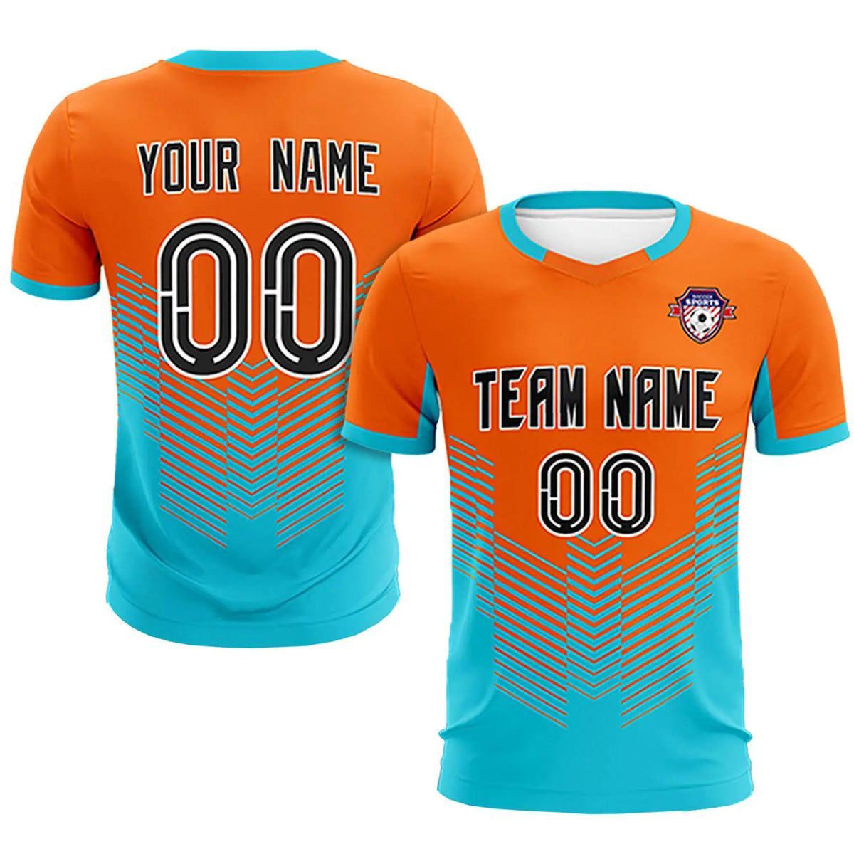Custom Orange Aqua Sport Soccer Sets Jersey