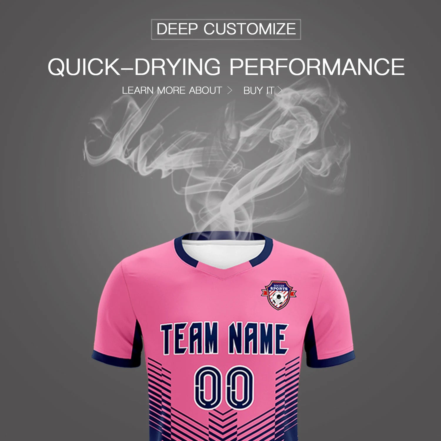 Custom Pink Navy Sport Soccer Sets Jersey