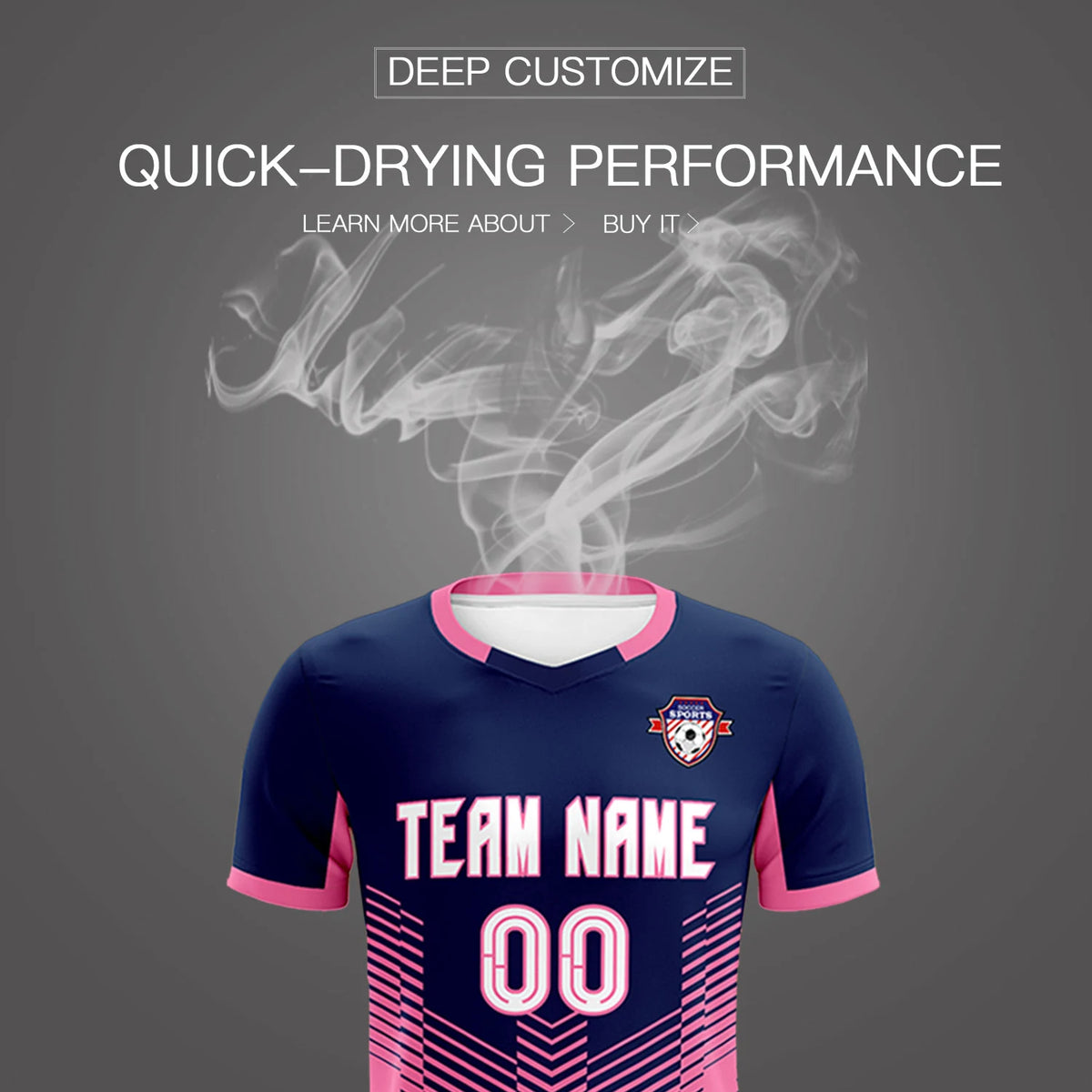 Custom Navy Pink Sport Soccer Sets Jersey