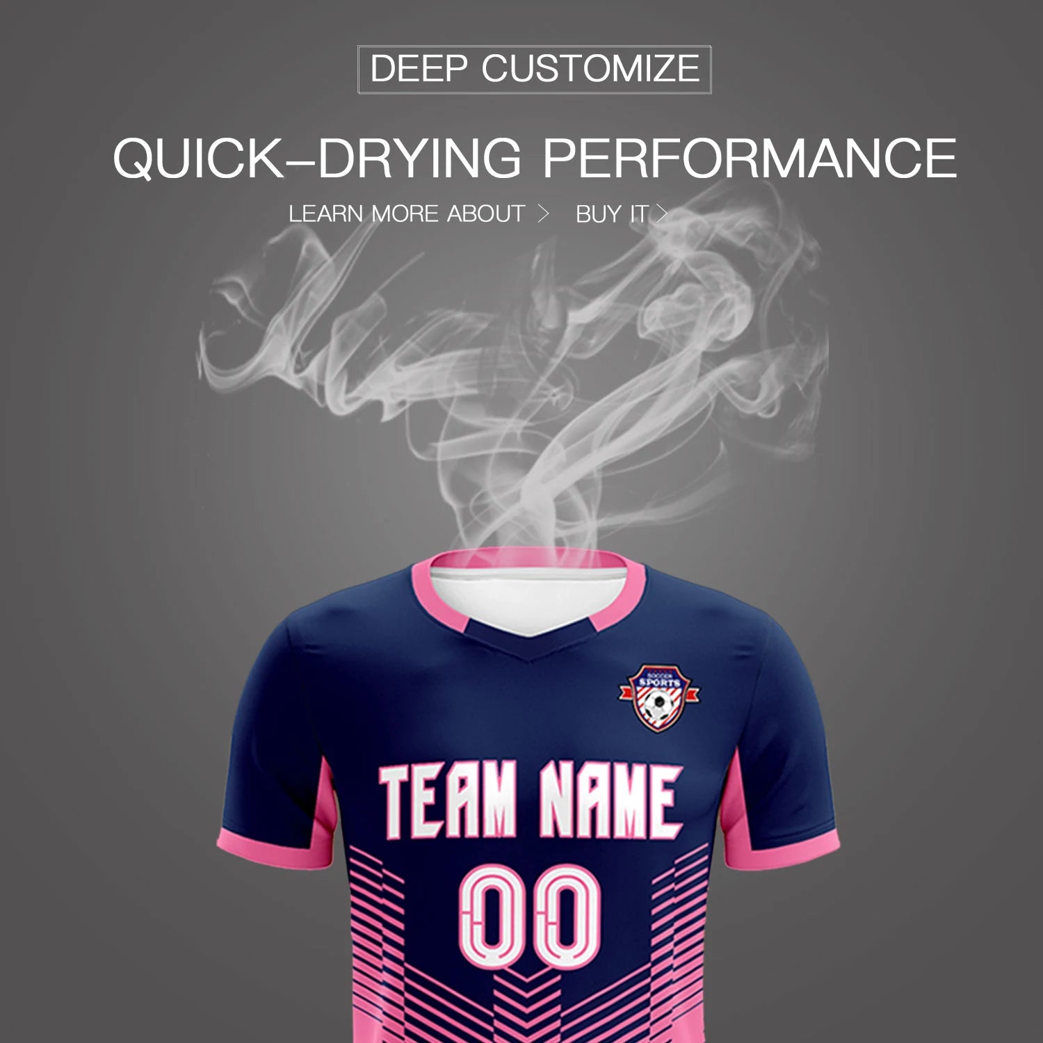 Custom Navy Pink Sport Soccer Sets Jersey