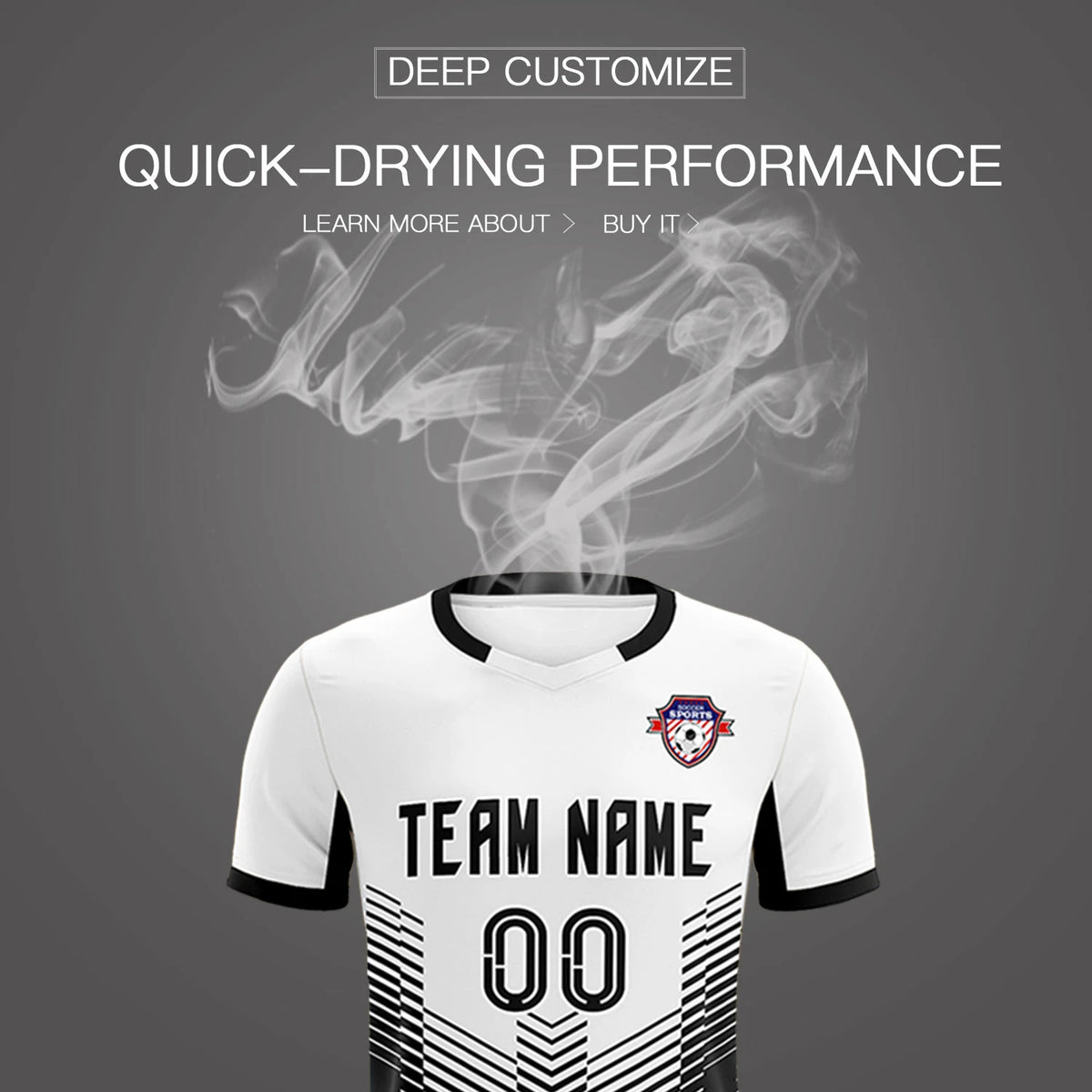 Custom White Black Sport Soccer Sets Jersey