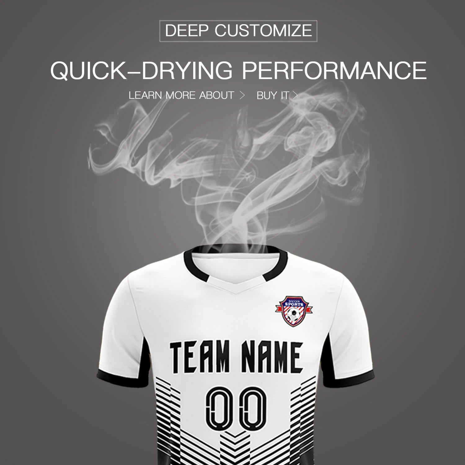 Custom White Black Sport Soccer Sets Jersey