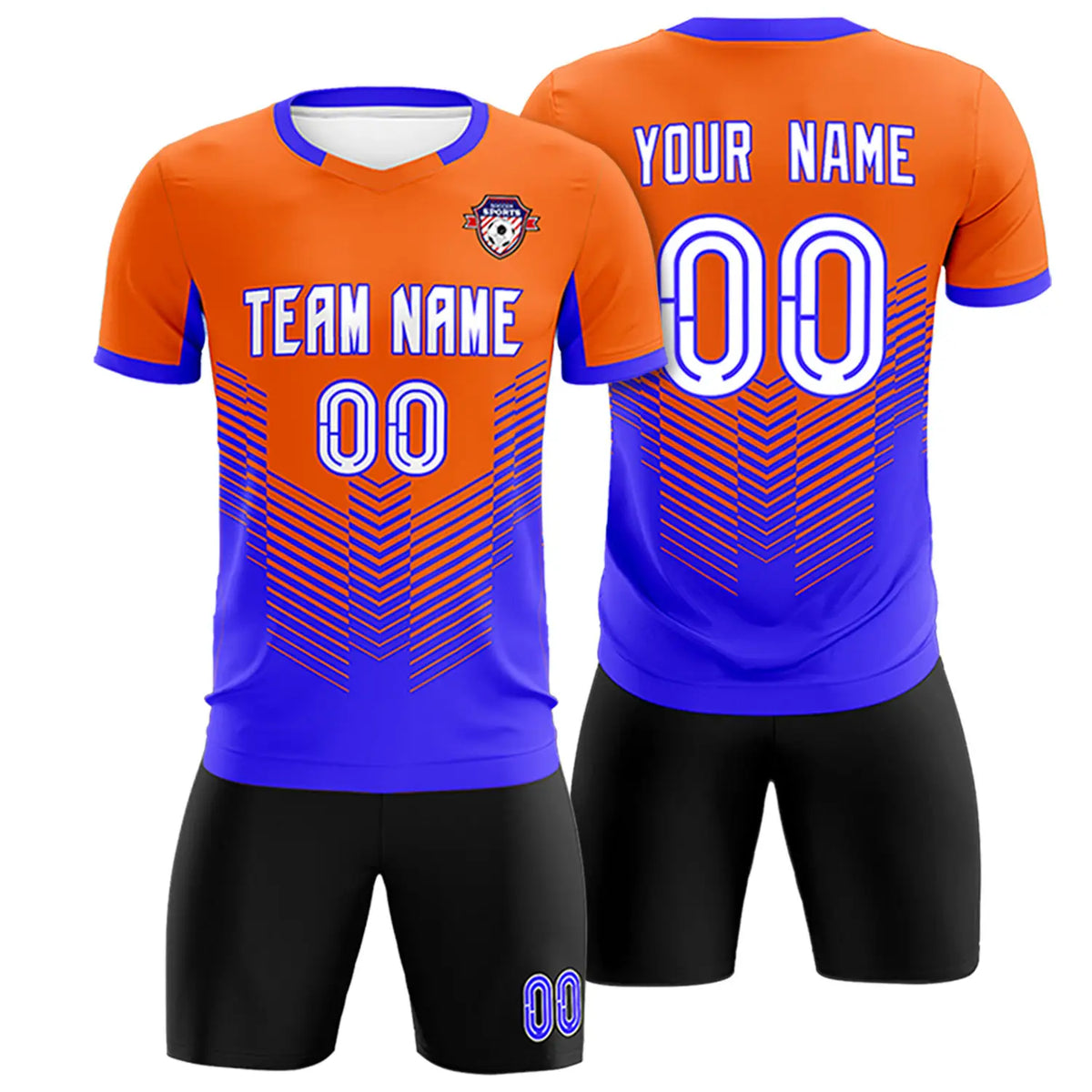 Custom Orange Royal Blue Sport Soccer Sets Jersey