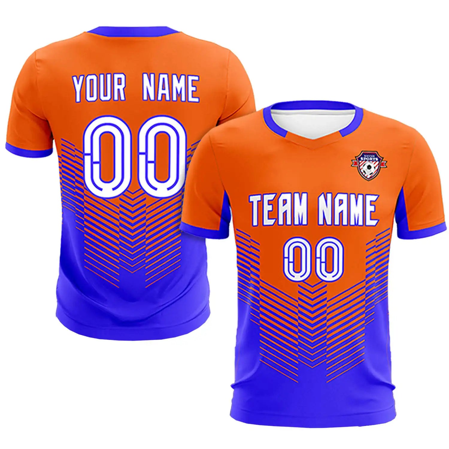Custom Orange Royal Blue Sport Soccer Sets Jersey